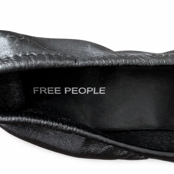 Free People Black Leather Double Strap Ballet Flats Size 9 Square Toe Mary Jane - Picture 2 of 8